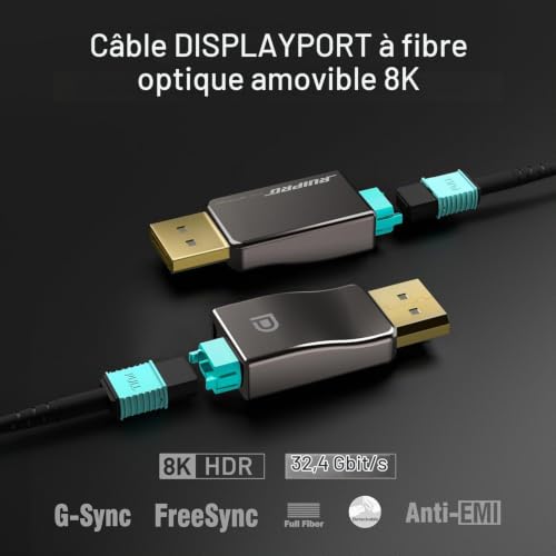 RUIPRO Module fibre optique DisplayPort 1.4 amovible, 8K, 4K@144Hz, HDR10 – vue 2