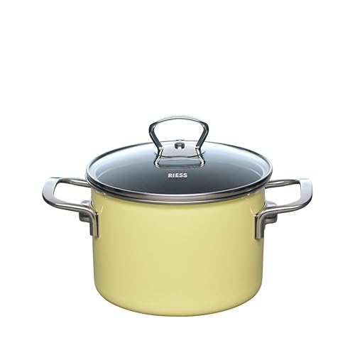 Riess - NOUVELLE PUR - Lemon - Pentola per carne con coperchio in vetro, 16 cm