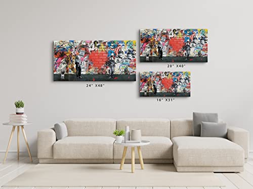 Banksy Canvas Wall Art Abstract Graffiti Street Art Canvas Wall Art Pictures Prints For Living Room Office Home Decoration 24"X48" #TOP2