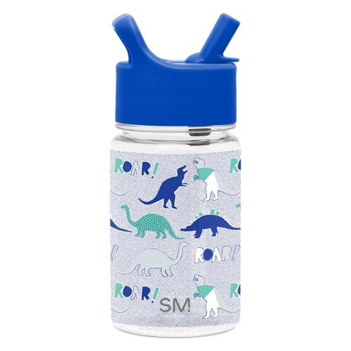 Simple Modern Kids Water Bottle Plastic BPA-Free Tritan Cup with Leak Proof Straw Lid | Reusable and Durable for Toddlers, Boys | Summit Collection | 12oz, Dinosaur Roar