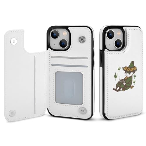 iPhone15 Plus用ケース スナフキン カード収納 スマホカバー すまほけーす 携帯ケース 手帳型 PUレザー 財布型 耐衝撃 マグネット式 スタンド機能 全面保護 傷汚れ防止 指紋防止 おしゃれ 贈り物