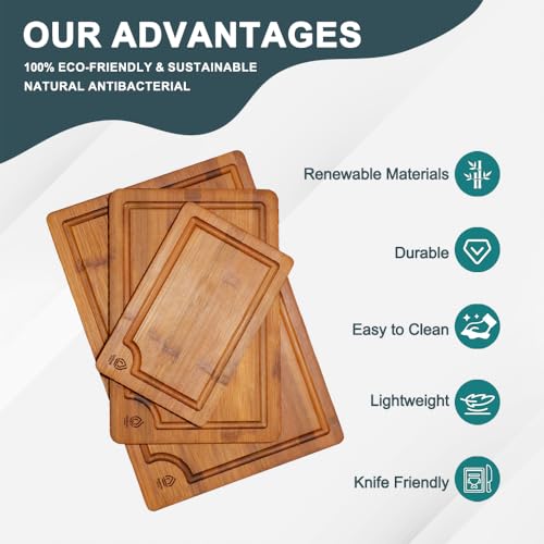 Set 3 tablas de cortar de bambú con soporte miniatura 5