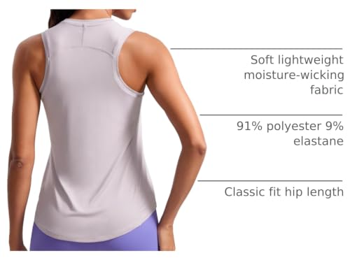 Image of CRZ YOGA Lightweight Racerback Tank Top | Workout, Moisture Wicking, Classic Fit, Hip Length, Reflective Spots, Sleeveless Shirts for Women