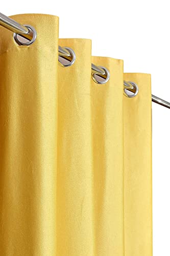 Image of Curtains 7 Feet Long for Living Room - Door Curtains Set of 1 Pcs Panel, Curtain Solid Parda for Home Decor & Office Yellow Colour 7 feet (48 x 84 Inch) - 2 Pcs