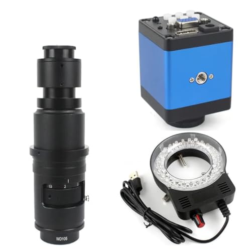 顕微鏡キット 13MP 60FPS 顕微鏡カメラ C マウントレンズ産業用電子デジタル顕微鏡 顕微鏡レンズアダプター(180X WD105)