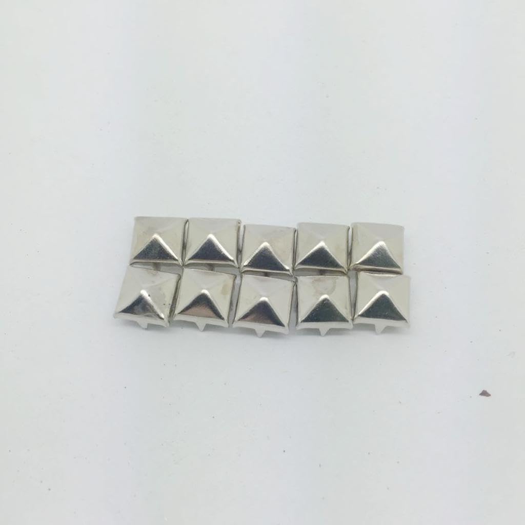 MERISHOPP® 100 Pieces Pyramid Studs Rivets Spots Punk DIY Leather Bag Shoes Silver|Crafts | Leathercrafts | Leathercraft Accessories |100 Pieces Pyramid Studs 1