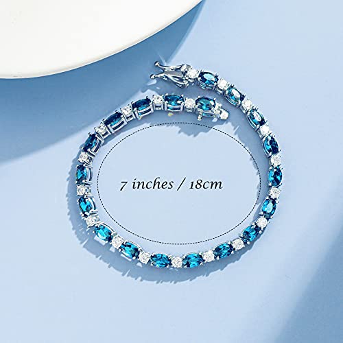 Fancime December Birthstone Bracelets Sterling Silver Created Topaz Tennis Bracelet Fine Jewelry For Women 7" #TOP2
