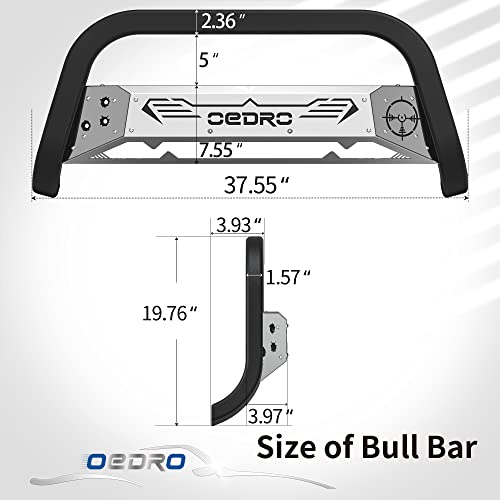 Oedro Paintable Bull Bar Fits 2007-2018 Chevy Silverado/Gmc Sierra 1500 & 2019 1500 Ld & Limited, Truck Brush Guard, Front Bumper Push Bar W/Grille Skid Plate Light Mount #TOP2