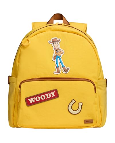 Away Toy Story 5 Kids Backpack - Airline-Approved Personal Item Backpack with Tech Sleeve Water Bottle Pockets Interior and Exterior Pockets - Woody Yellow