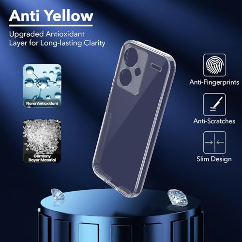 Image of DIZORO Compatible with Redmi Note 13 Pro Plus 5G Back Cover Case Clear,[ Anti Yellow ][Military Grade Protection] Hard PC Back Cover Transparent