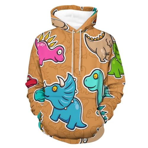 Pull dinosaure mignon contre le froid un sweat à capuche unisexe ample 2XL