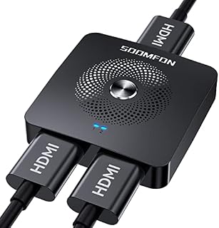 Przełącznik HDMI 4K HDMI Splitter - SOOMFON HDMI Switch 4K 60Hz dwukierunkowy 1 w 2 wyjścia lub 2 w 1 Out, przełącznik HDMI 3D 1080P HDR do Fire Stick, Xbox, Ps4, odtwarzacza Blu-Ray, DVD, HDTV