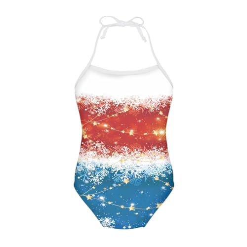 Image of Girls One Pieces Christmas Swimsuit Cute Swimwear Bathing Suits Beach Sport Halter Swimwear Vacation Pool Party Size