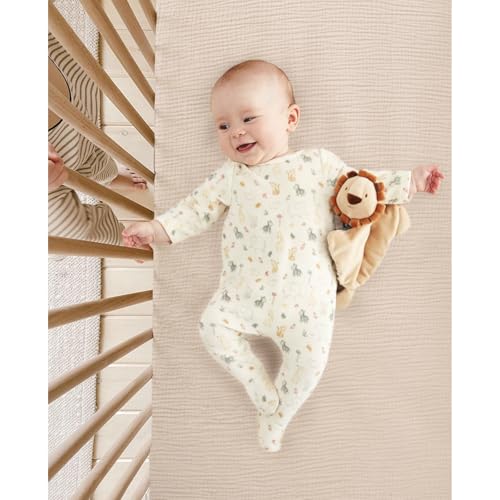 Image of lulumoon Baby Muslin Crib Sheets: Soft & Breathable Fitted Crib Sheets for Boys and Girls - Solid Color Sheets for Standard Crib 2Pack