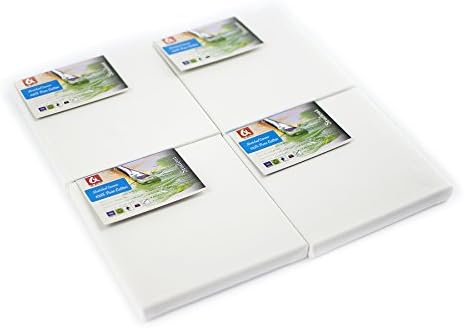 Set of 4 x Canvas 6x6" (15x15cm) Artist Blank Stretched & Gesso Primed Framed Cotton Canvas