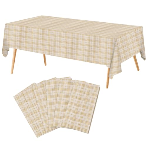 Gdrctica Disposable Plastic Tablecloth Rectangle Table Cover 54”x108” 6 Packs, Waterproof Oilproof Picnic Table Cover for Party Wedding Thanksgiving Christmas, Checkered Table Decorations for Party