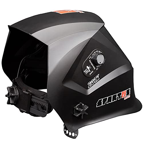 SPARTUS Master 201X Pantalla de soldadura Pantalla de soldadura por arco MMA, TIG, MIG/MAG Rectificado DIN 4/9-13 Filtro automático de clase superior Protección UV/IR Sensores Amplio campo de visión