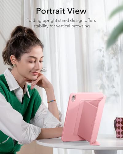 Image of ESR for iPad (A16) 11th Generation Cover, iPad 11th /10th Gen Cover (2025 /2022), Vertical Stand Case, Multi Stand Angles, Ultra-Stable Case, Flip Series, Pink