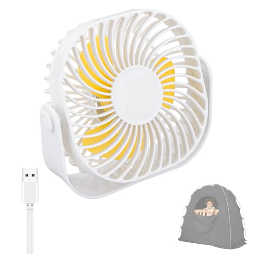 Image of Fan Compatible with Slumberpod Blackout Sleep Tent, USB Small Desk Fan, 2 Speed 360°Rotate, Portable and Lightweight Compatible with Blackout Tent Mesh Pocket, Smooth Air Circulation for Sleeping