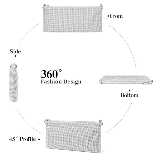 Image of RNIEGA Pearl Crystal Clutch Purse for Women Fashion Elegant Bride Evening Clutch Handbag Crossbody Shoulder Bag with Chain