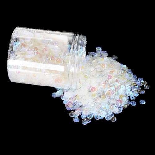Mandala Crafts 20000 AB Iridescent Sequins for Sewing & Embroidery – 6mm Round Cup Paillettes in Bulk – Shiny Decorative Sequins with Holes for Home Décor