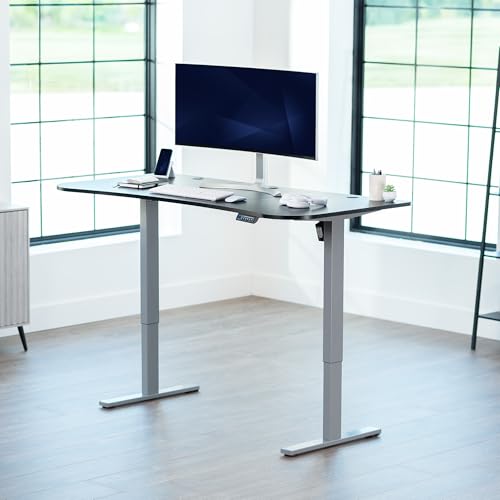 Image of VIVO Electric 63 x 32 in Standing Desk, Memory Height Adjustment, 1B Series, Holds 220 lbs, Black Top Gray Frame, DESK-KIT-1G1B