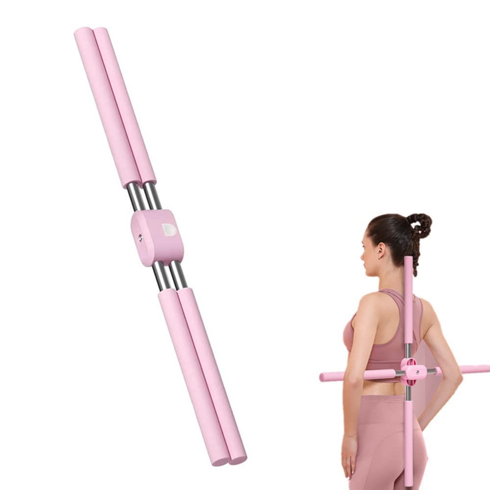 Palo de Yoga, Barra de Pilates portátil para Estiramiento y corrección de Postura, Longitud Ajustable para Ejercicios de Fitness para Adultos y niños
