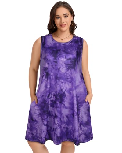 Image of elescat Plus Size Summer Dresses for Women Sleeveless Pockets Beach Tshirt Tank Sundress 2026