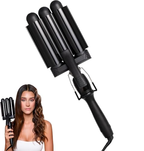 Mermade PRO Hair Waver 1.25' - 3 Barrel Curling Iron 1 1/4 Inch, Ceramic Barrel Waver for Thick,...