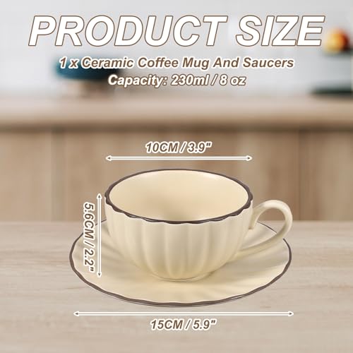 Taza de Espresso Vintage Artesanal de Cerámica Beige 230 ml miniatura 2