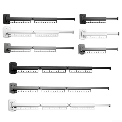 Yuanpgky Space Aluminium Wall Mounted Clothes Drying Rack Retractable Folding Laundry Hanger Heavy Duty Clothesline For Bathroom Balcony Outdoor Use(D grey) - Image 2