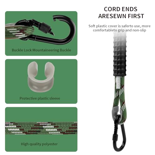 Heavy Duty Tree Swing Ropes Hammock, Adjustable Extendable Hanging Straps, Carabiners for All Swings Hammock Playground Set Accessories 5.6ft(67\") of 2, Green