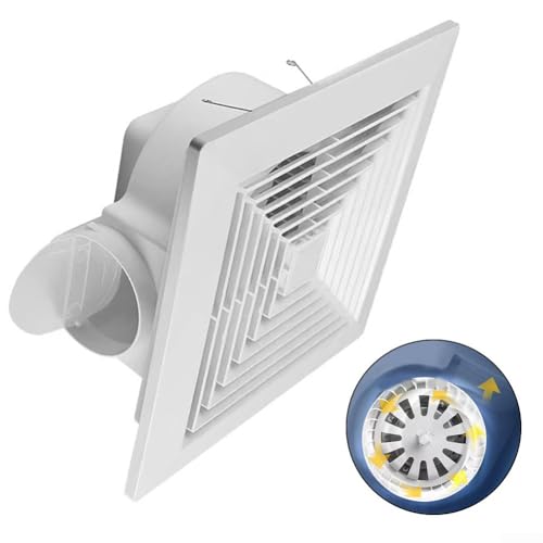 Ventilador de techo integrado blanco de 20 x 20 cm, potente, silencioso, eficiencia energética, diseño que ahorra espacio (24 x 24 cm)