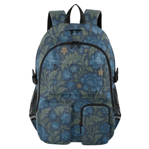 Mochila para portátiles William Morris azul de viaje y gran capacidad