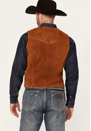 Men's Suede Leather Vest Slim Fit V-Neck Western Cowboy Waistcoat for Wedding Prom4