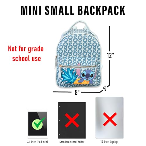 Disney Stitch Mini Backpack Set - 12" Faux Leather Backpack with Front Pocket for Girls Plus Water Bottle | Stitch Backpack Purse Bundle4