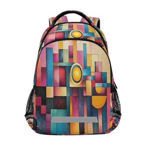 LFICRTAN Geometric Shapes Abstract Painting Backpack for Boys Girls Kids