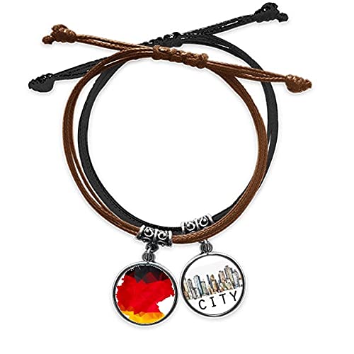 Bracelet Allemagne drapeau national en cuir avec corde de main style graffiti original
