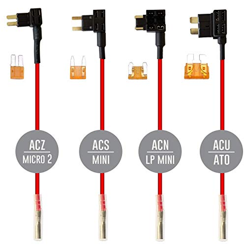 Image of 15ft Micro USB & Mini USB Dash Cam & Type-C Hardwire Kit w. Mini(ACS) /LP Mini(ACN) /ATO(ATC or ACU) /Micro2(ACZ) Fuse, Micro to Mini /USB-C Port Adapters & Battery Drain Protection