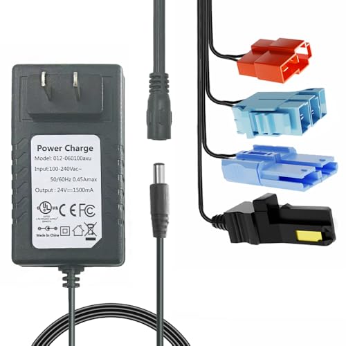 JRRXM 12Volt & 24Volt Universal Charger for Batty Powered Kid's Ride on Toys Car, Best Choice 12V&24V Adapter Charger for Power Wheels Electric Vehicle.LED Lights,Peg-Perego,Fisher-Price (24Volt)