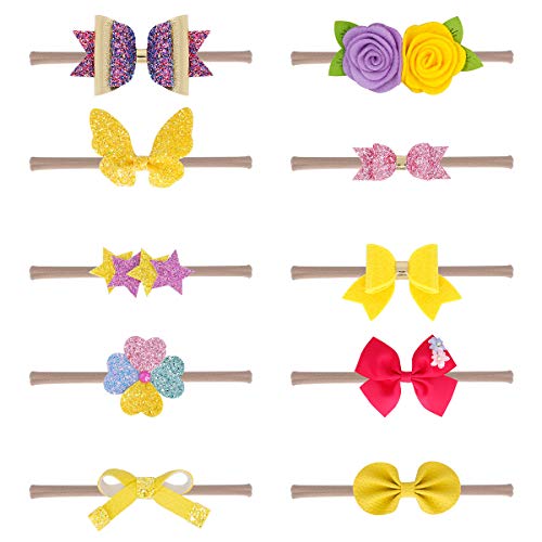 Baby Girl Headbands Newborn Infant Toddler Hairbands and Bows Child Hair Accessories (ps-yellow)