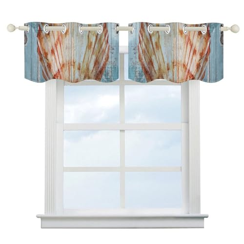 Cenefas para ventanas estampadas estilo océano retro, pack de 2 para cocina 3