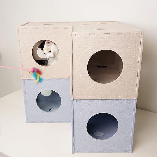 Tunnel pour chat en feutre avec trou interactif cachette originale - 7