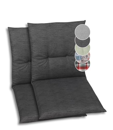 GO-DE Textil Bequeme und attraktive Polsterauflagen für Niederlehner-Gartenstühle (2er-Set, Uni anthrazit, Niederlehner)