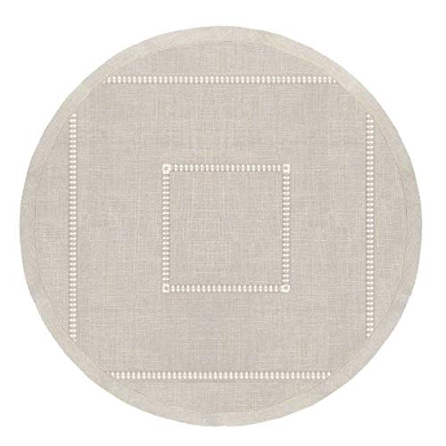 Grelucgo Large Handmade Double Hemstitch Natural Tablecloth, Round 90 Inch #TOP1