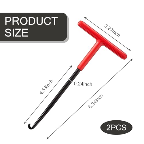 Image of 2 PCS Motorcycle Exhaust Pipe Spring Disassembly Tool, 6.30In x 3.15In T-shape Vehicle Puller Installer Tool, Universal Durable Automotive Spring Hook Accessories (Red & Black)