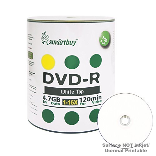 Image of Smartbuy 4.7gb /120min 16x DVD-R White Top Blank Data Video Recordable Media Disc (100-Disc)