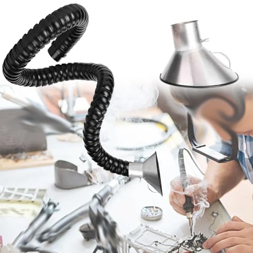 Stainless Steel Fume Hood,360° Rotatable Fume Extractor Hose with Stainless Steel Hood - Heat-Resistant Industrial Smoke Tube for Factory & Assembly Line, 3m/9.8ft Length, 160mm/6.3in Diamet