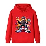 Duoxinbos Roblox Hoodie Boys Sweatshirt YouTuber Teen PS4 Game Character Tops Girls Casual Pullover Long Sleeve T-shirts 2-13Y Red