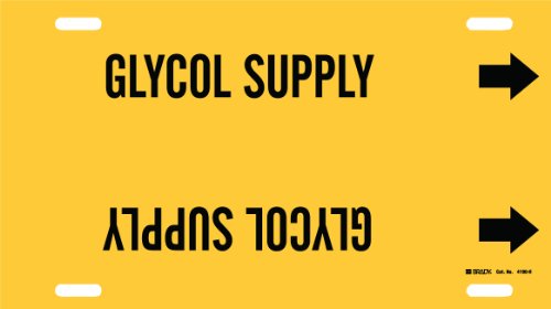 Marqueur de tuyau Glycol Supply Brady 4190-H pour salle des machines